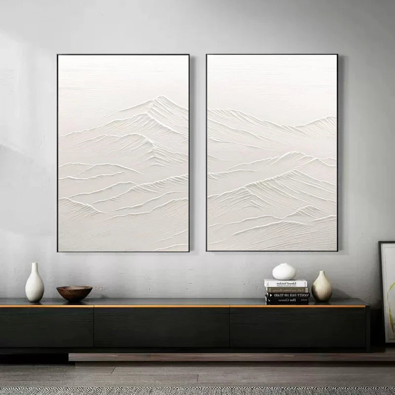 White Textured Minimalist Wall Art Set of 2