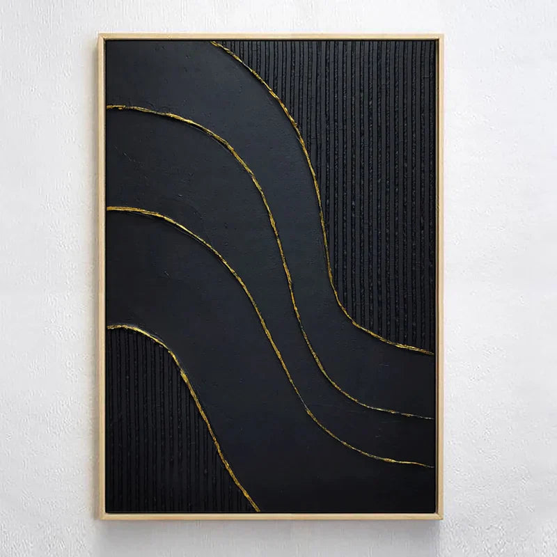 Black Textured Minimalist Wall Art