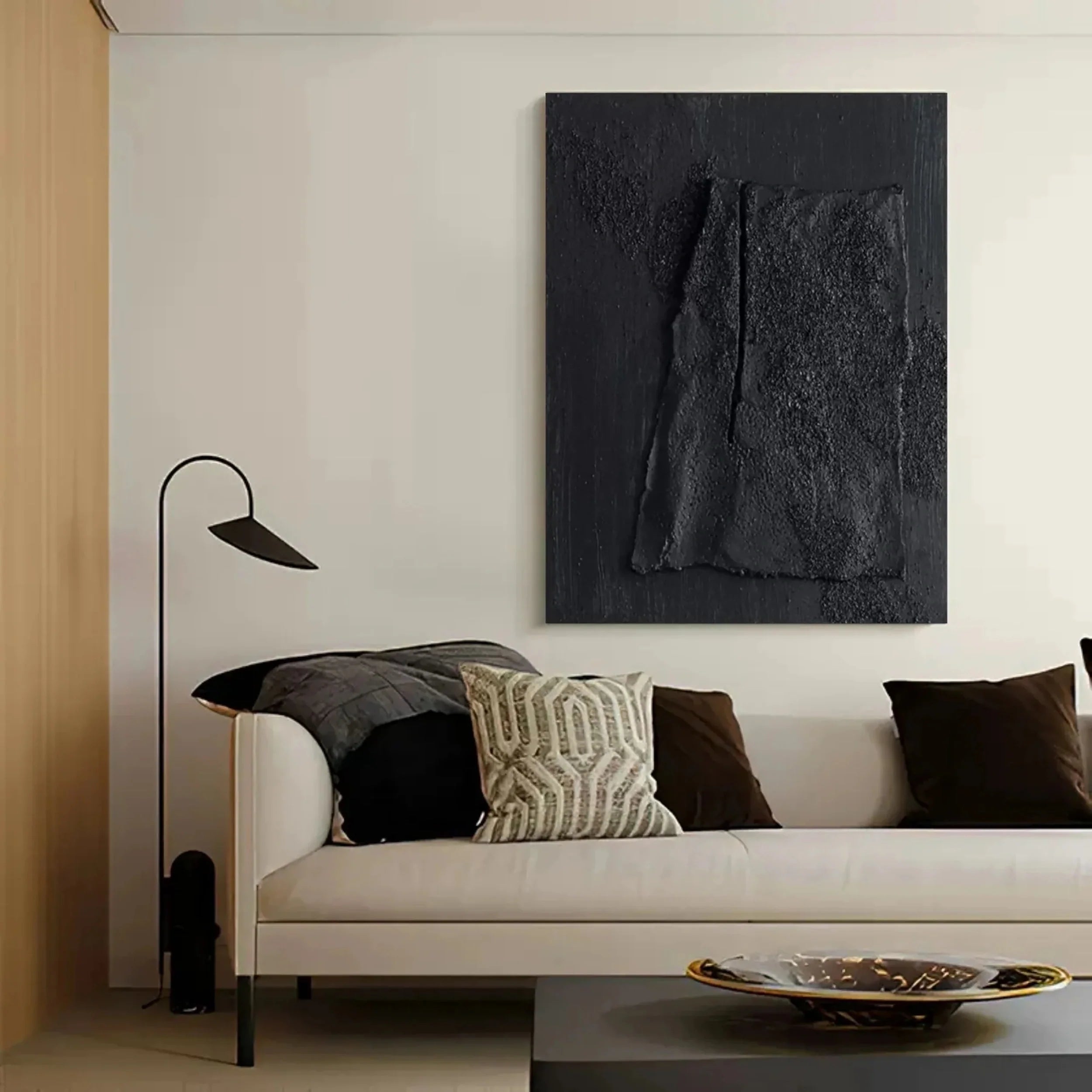 Black Textured Minimalist Wall Art