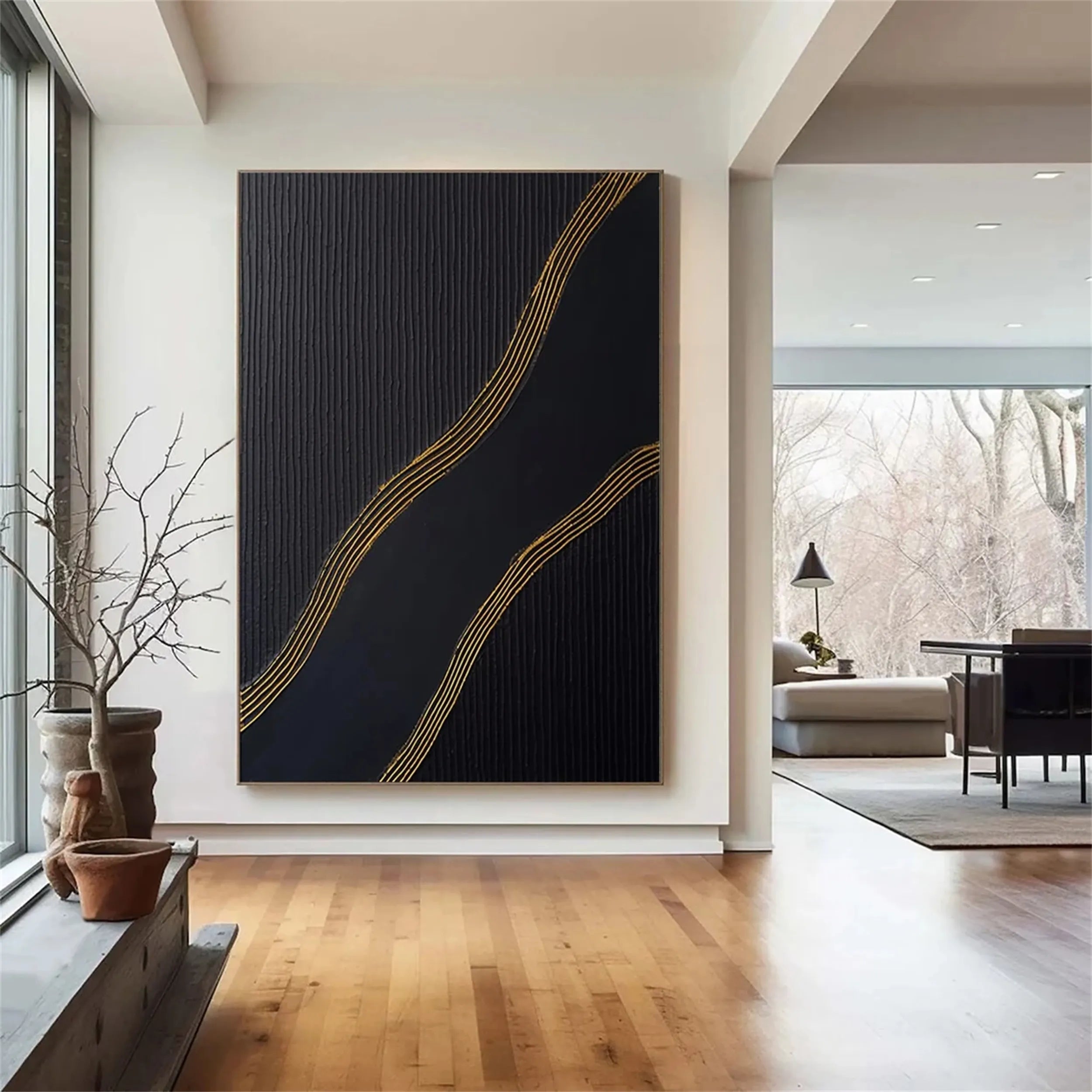 Black Textured Minimalist Wall Art