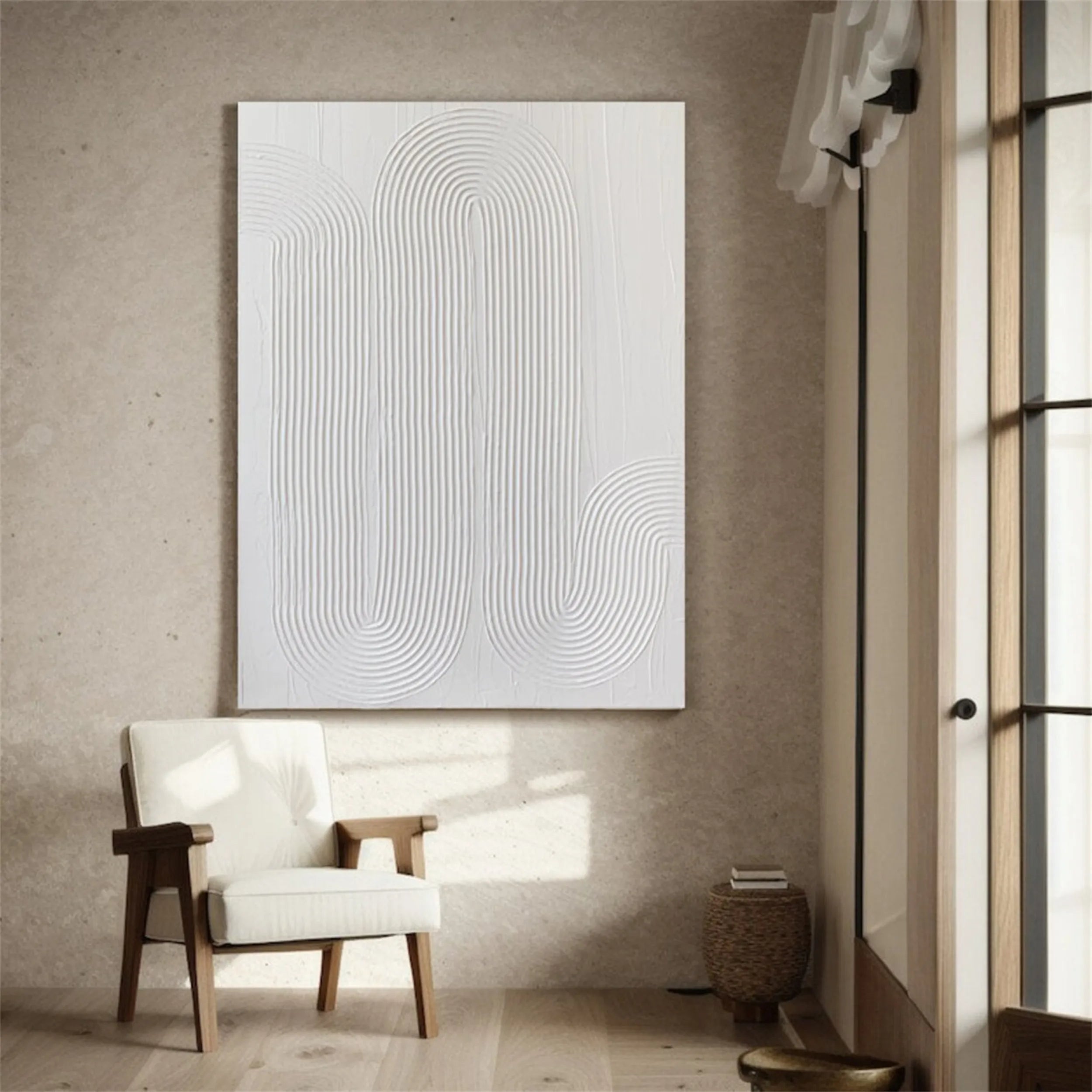 White Textured Minimalist Wall Art