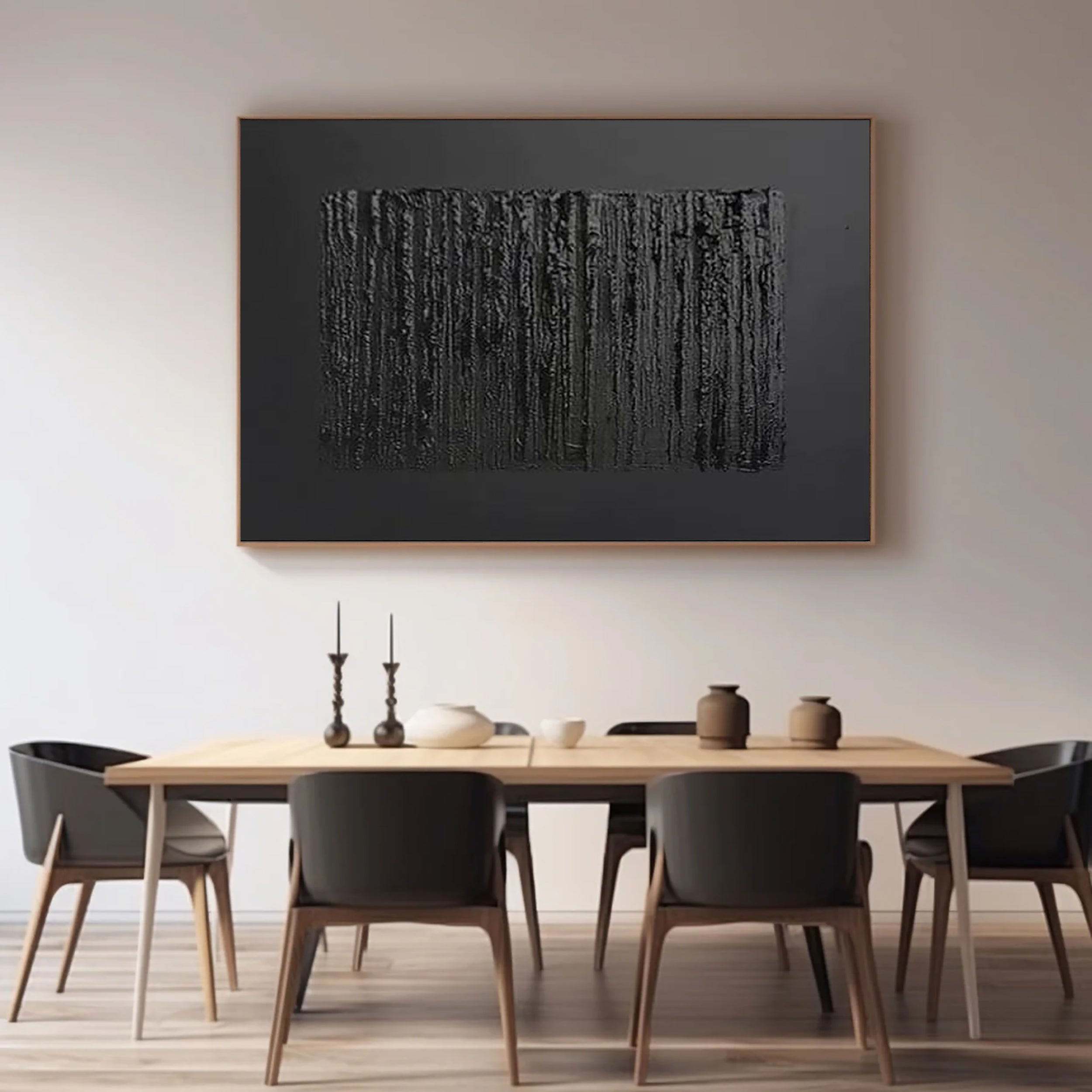 Black Textured Minimalist Wall Art