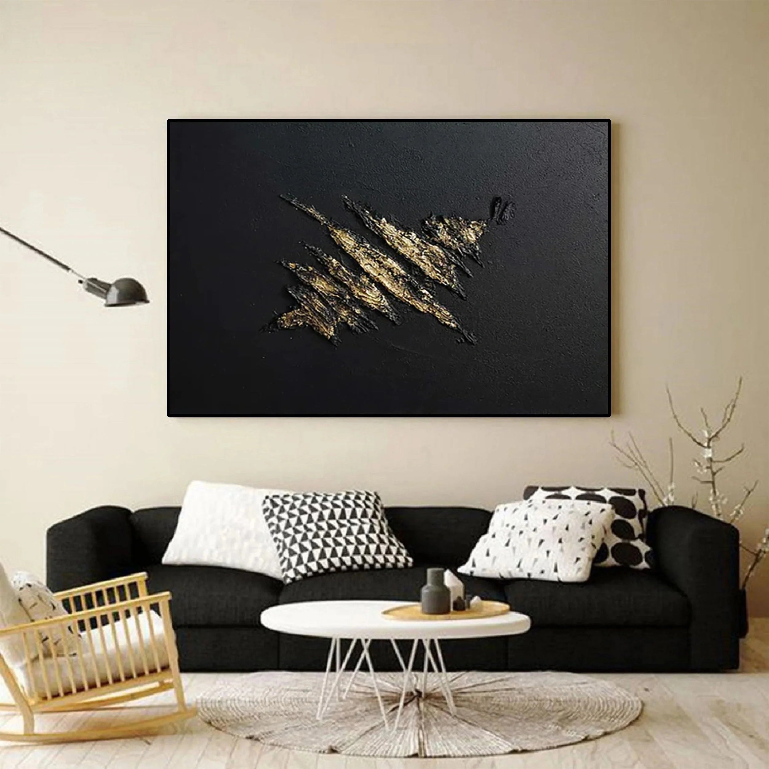 Black Textured Minimalist Wall Art