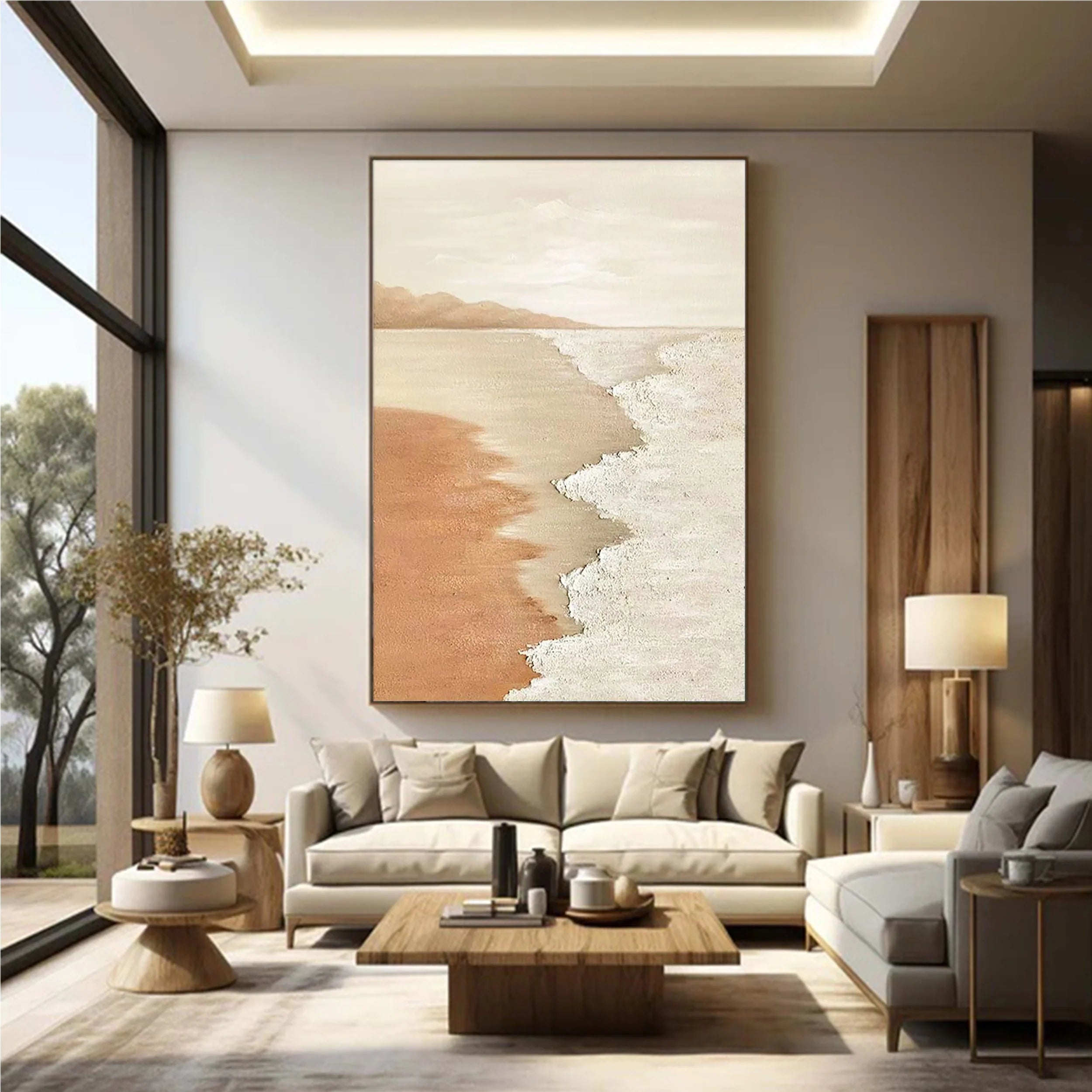 Beige & Brown Textured Minimalist Wall Art