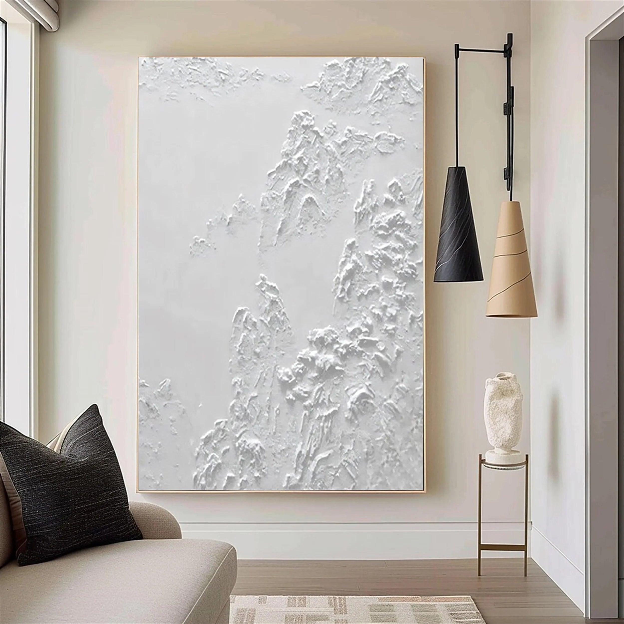 White Textured Minimalist Wall Art