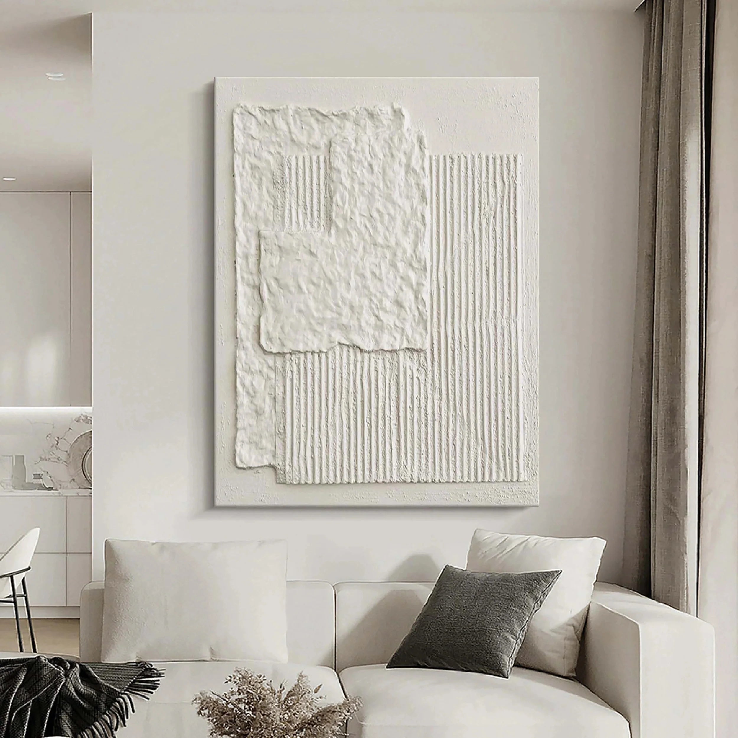 White Textured Minimalist Wall Art