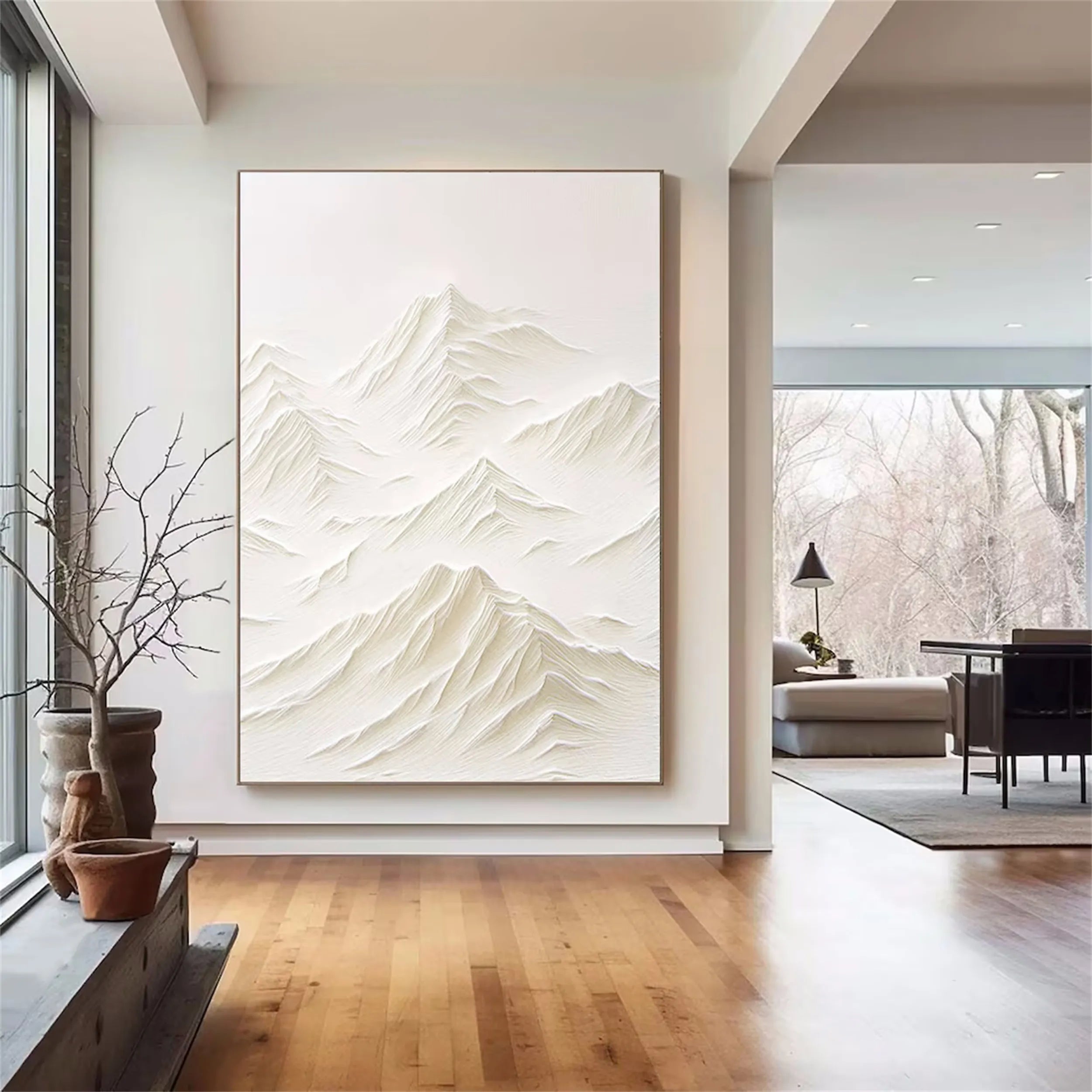 White Textured Minimalist Wall Art