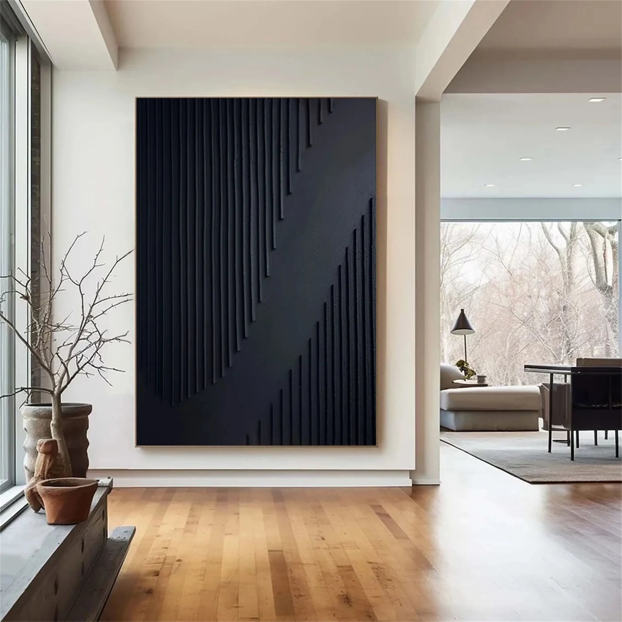 Black Textured Minimalist Wall Art