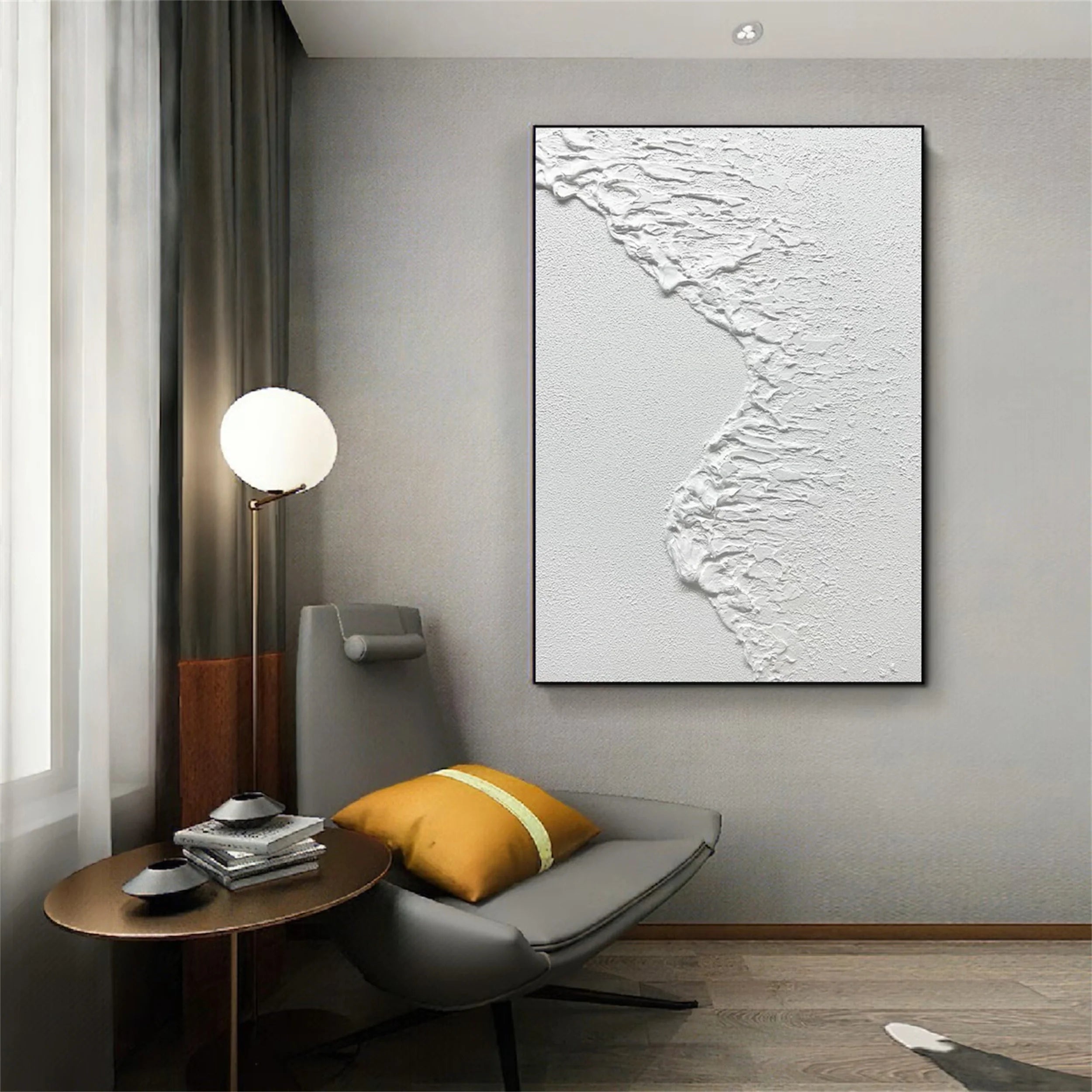 White Textured Minimalist Wall Art