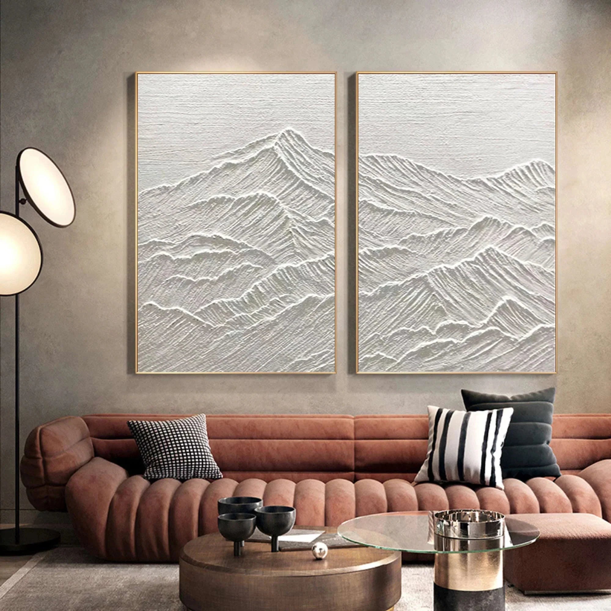 White Textured Minimalist Wall Art Set of 2