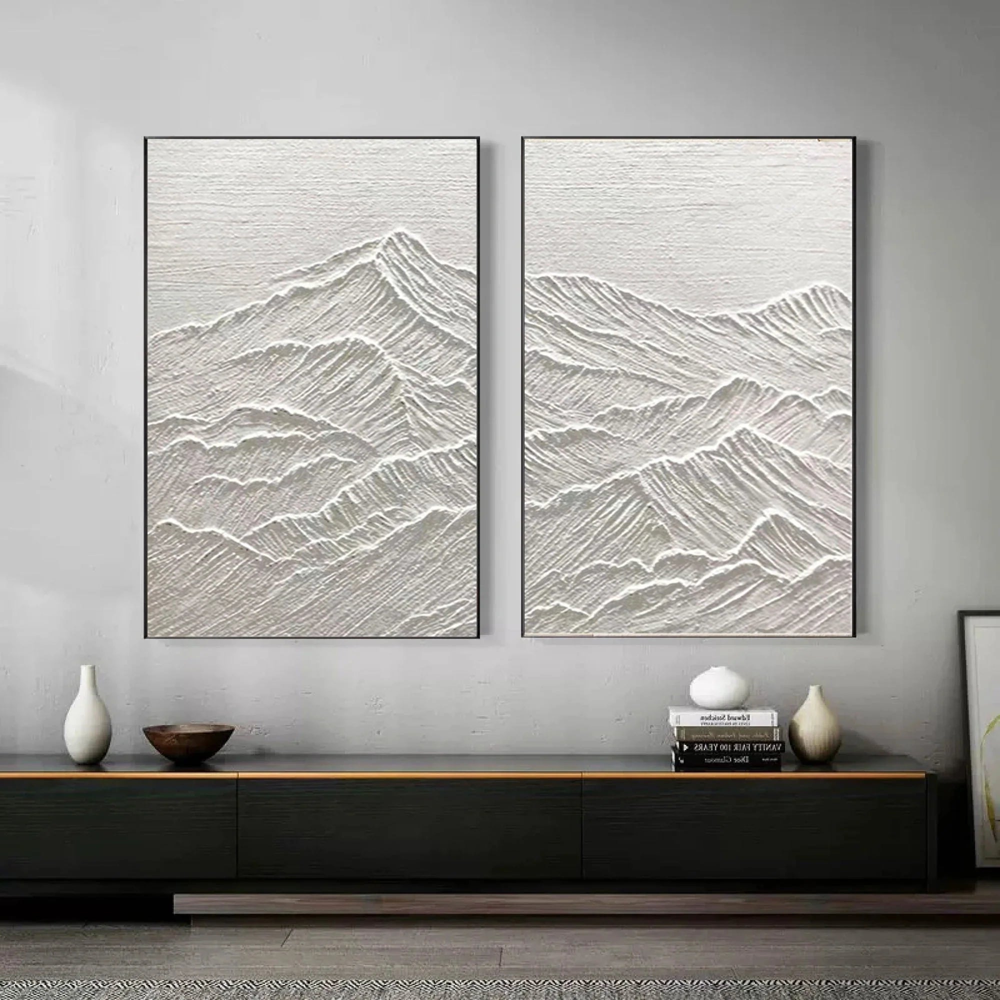 White Textured Minimalist Wall Art Set of 2