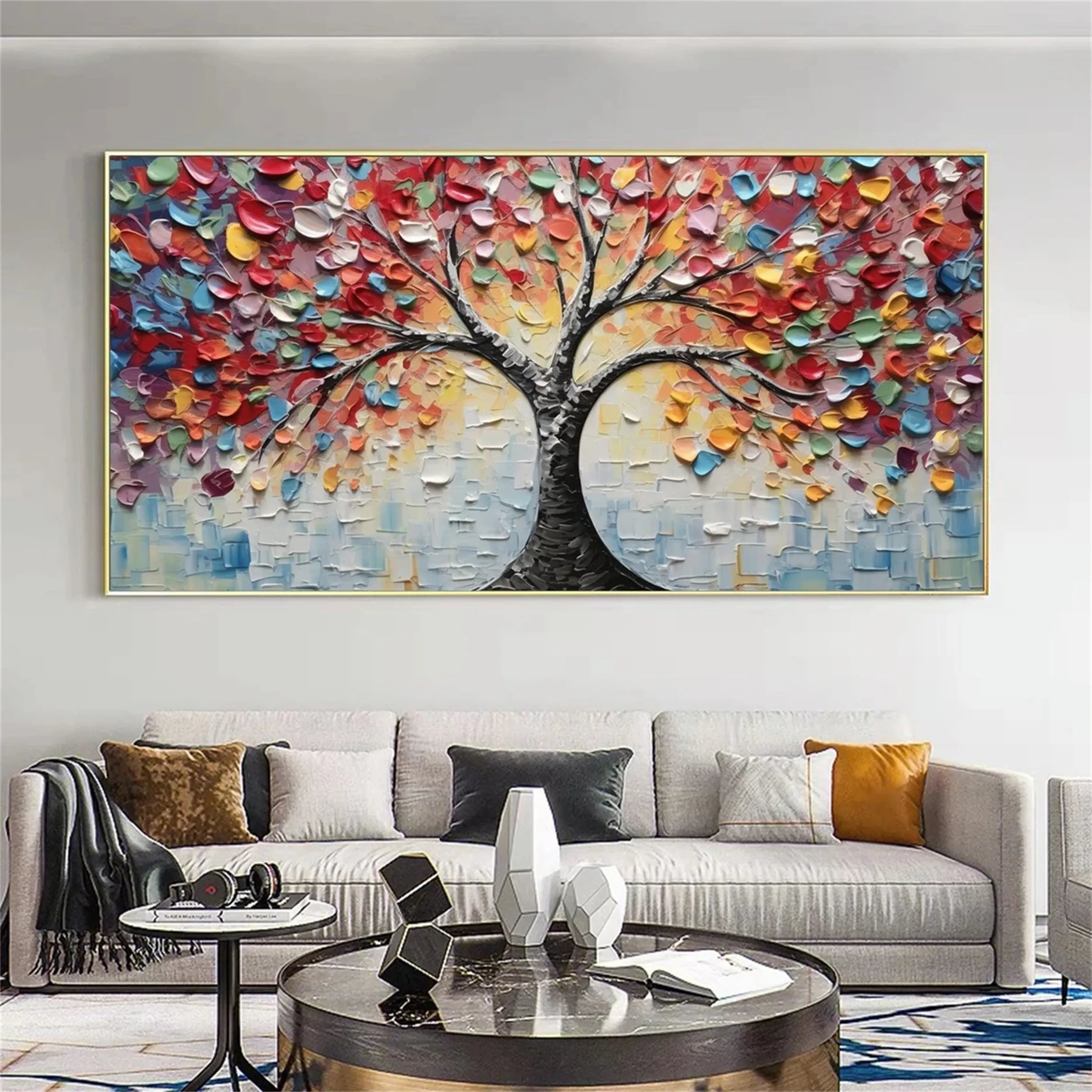 Colorful Tree And Flower Painting