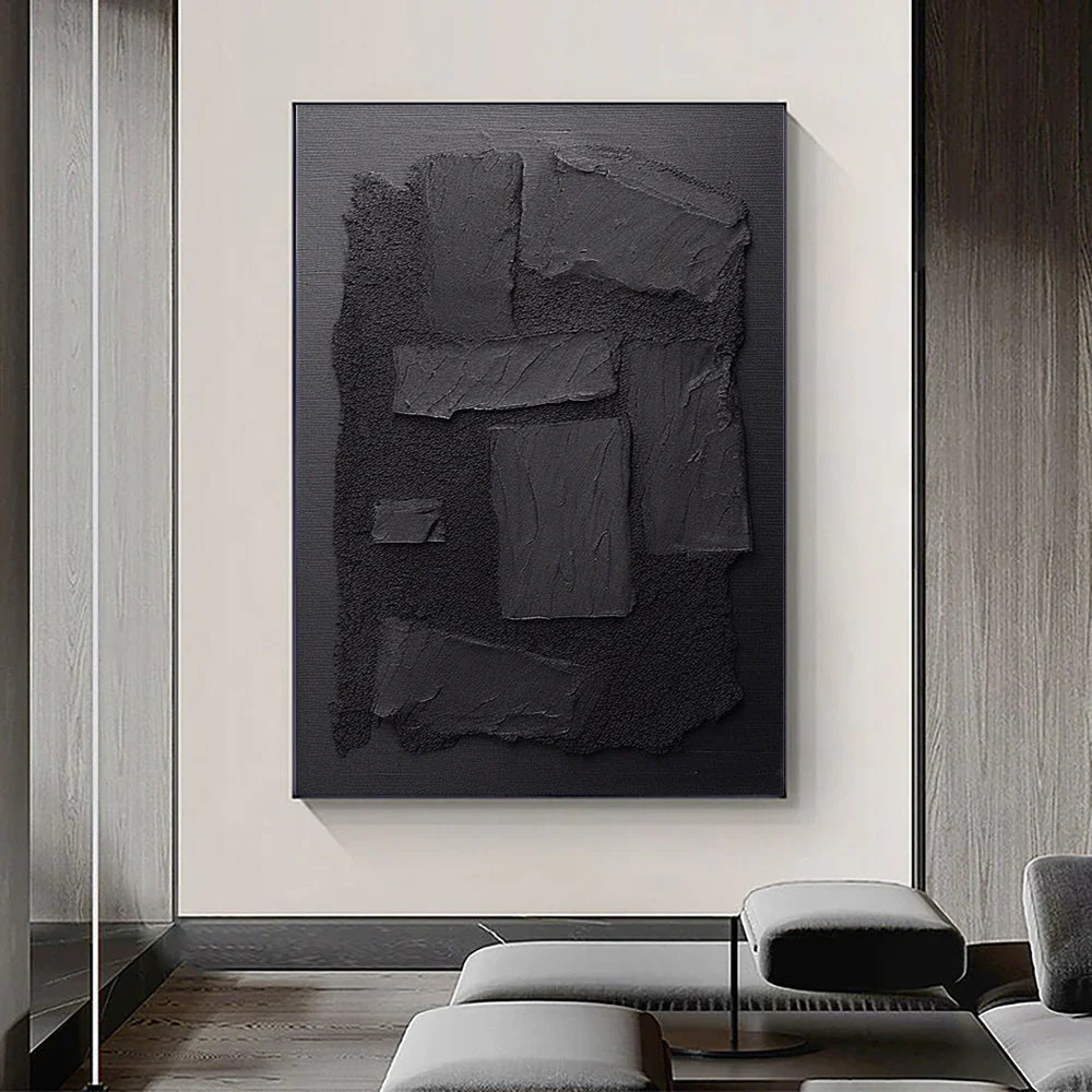 Black Textured Minimalist Wall Art