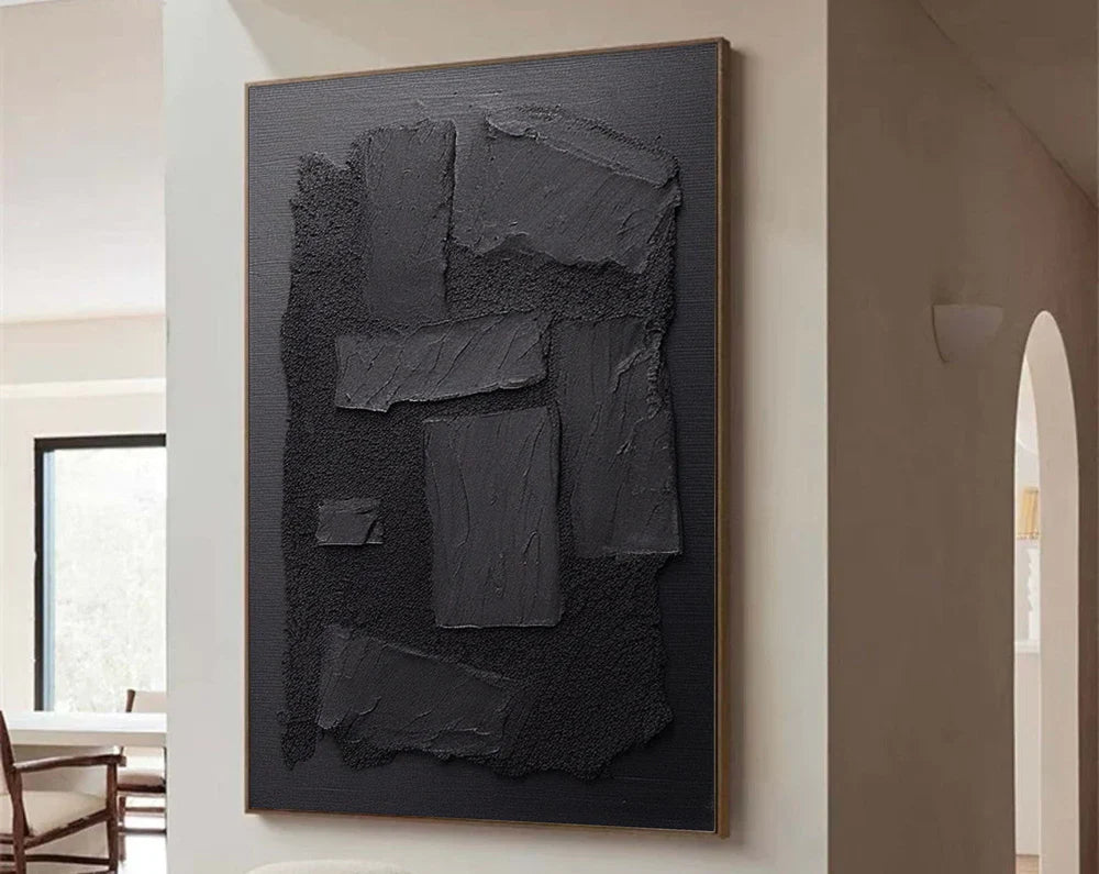 Black Textured Minimalist Wall Art