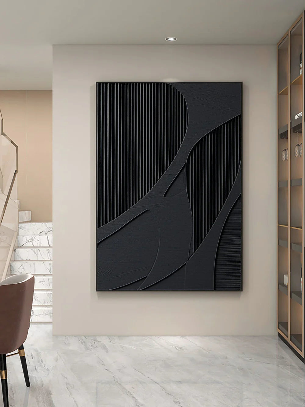 Black Textured Minimalist Wall Art