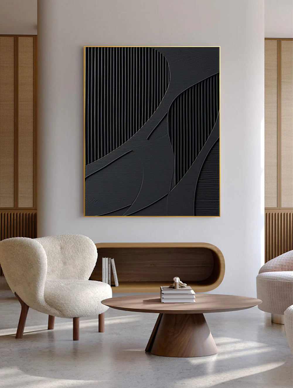 Black Textured Minimalist Wall Art