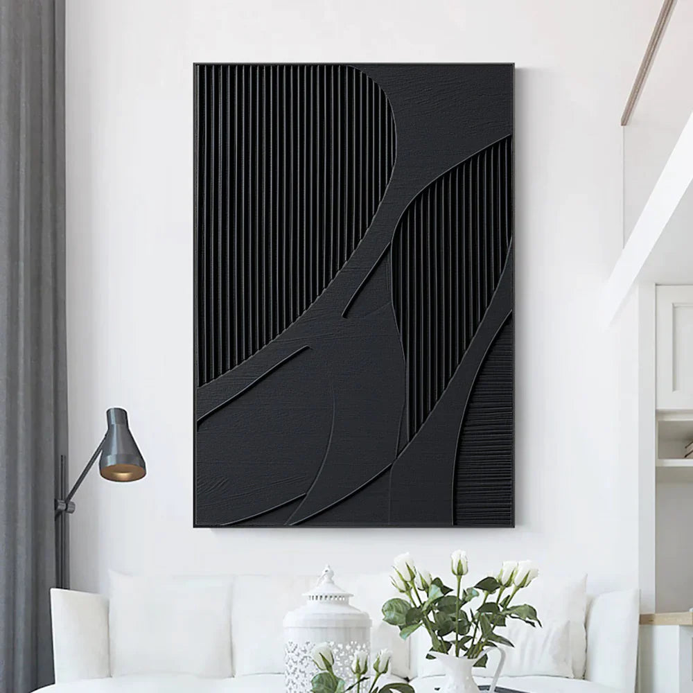 Black Textured Minimalist Wall Art