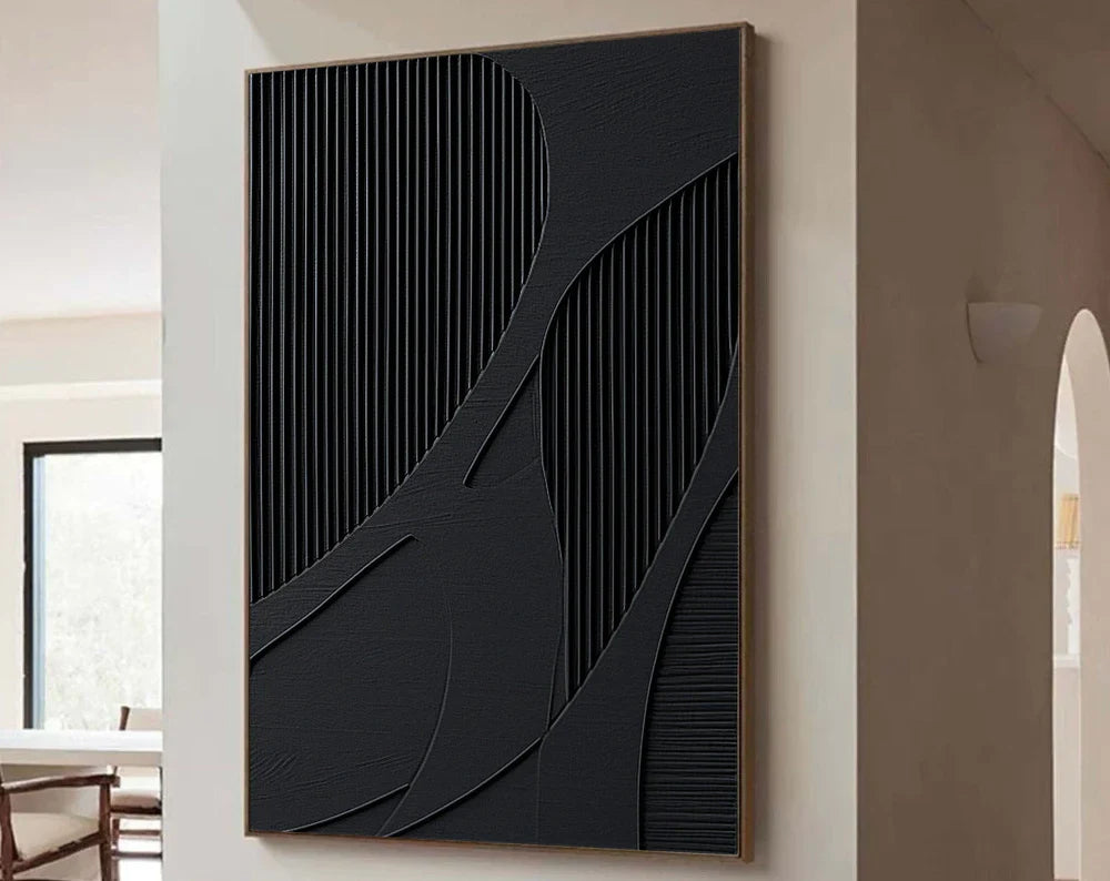 Black Textured Minimalist Wall Art