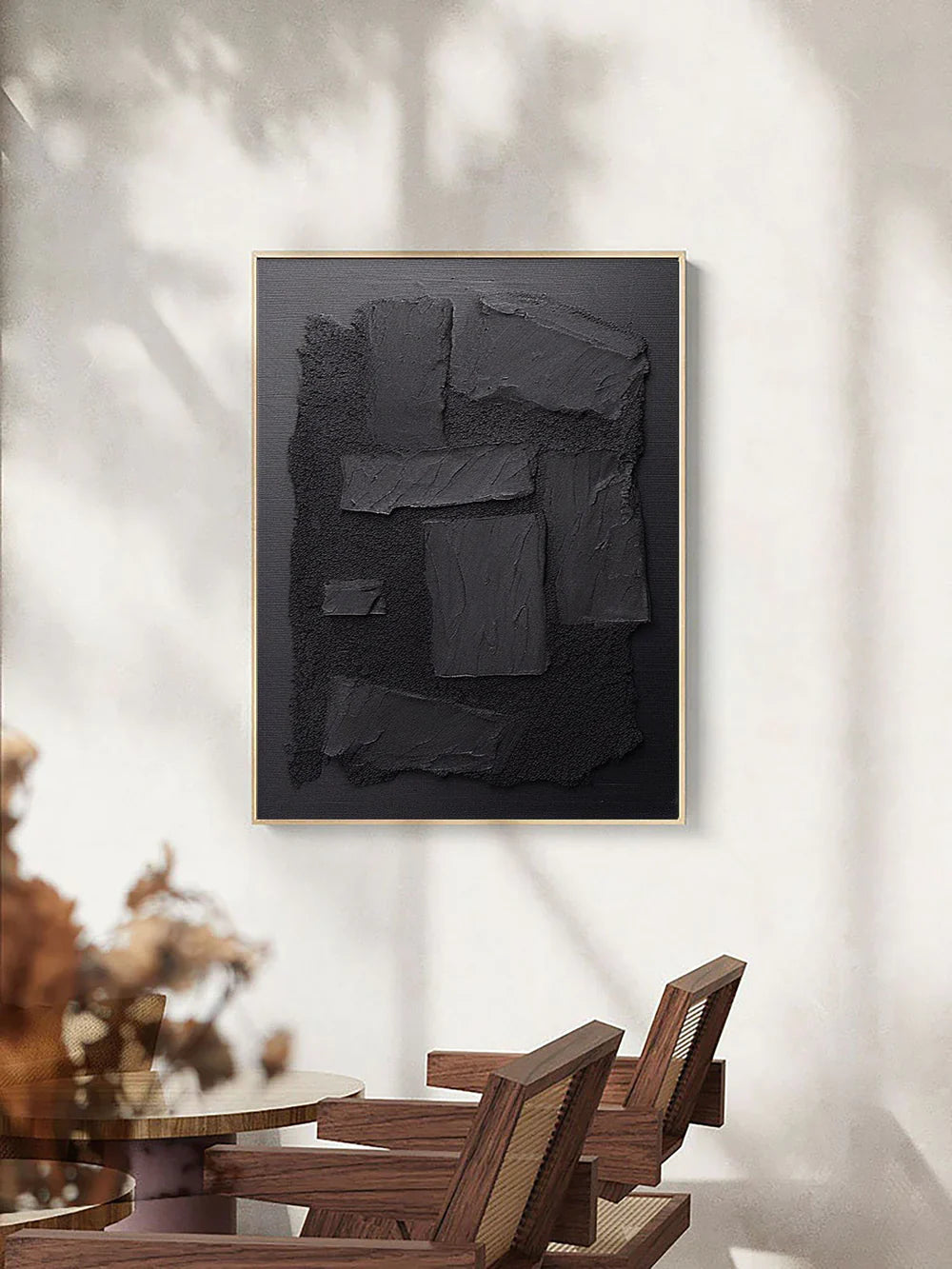 Black Textured Minimalist Wall Art