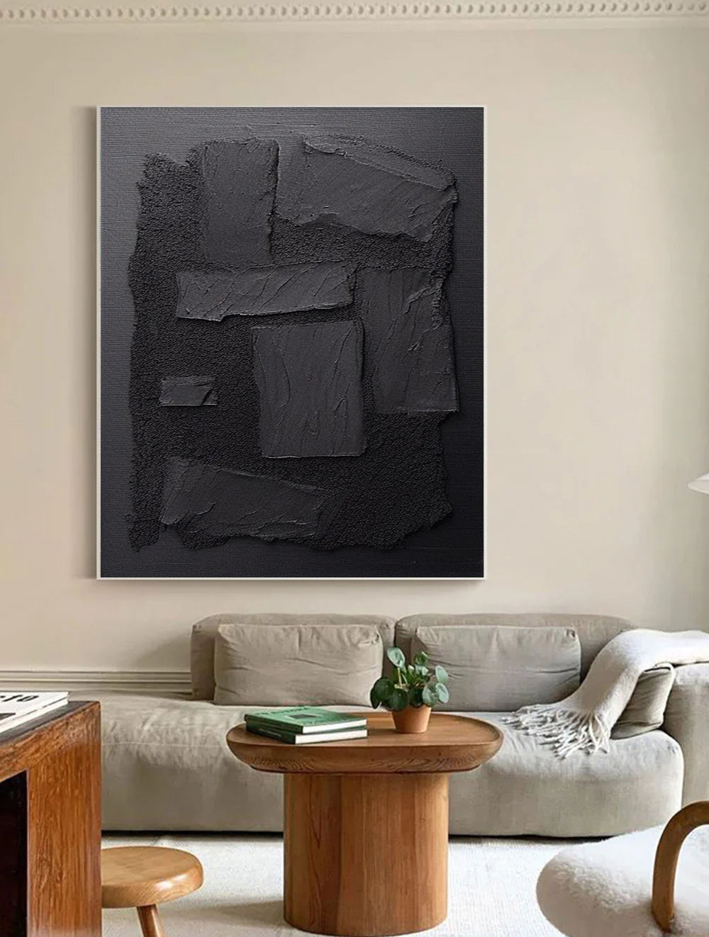 Black Textured Minimalist Wall Art