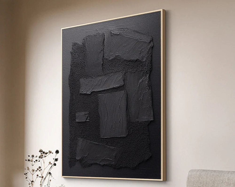 Black Textured Minimalist Wall Art