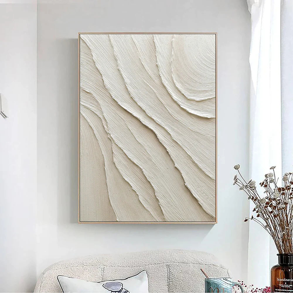 White Textured Minimalist Wall Art